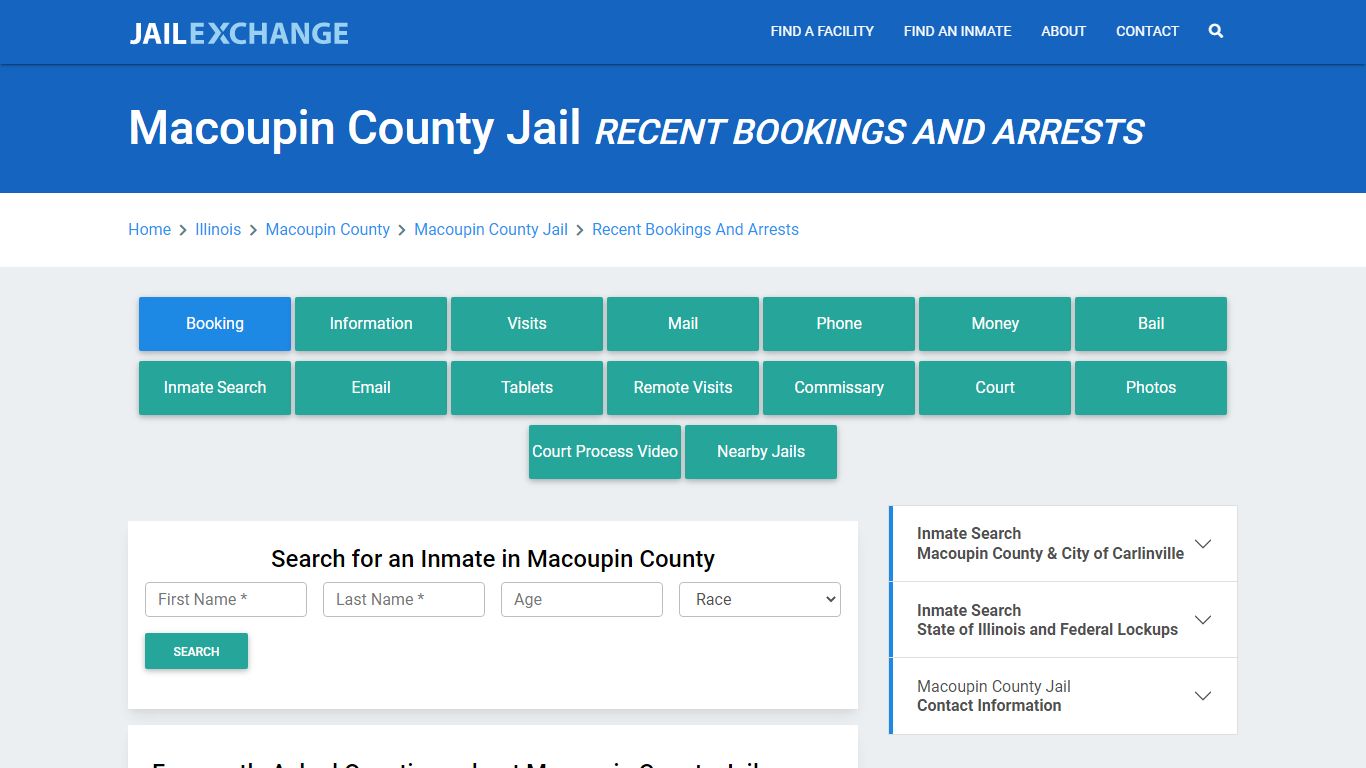 Macoupin County Jail Recent Bookings And Arrests - Jail Exchange